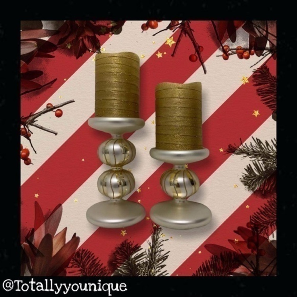 Winter Lane Candle Stands W/ Lighted Candles